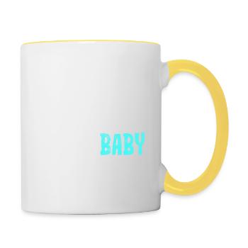 Super petit - super mignon - super bébé - bleu - Mug contrasté - blanc/jaune - Droite