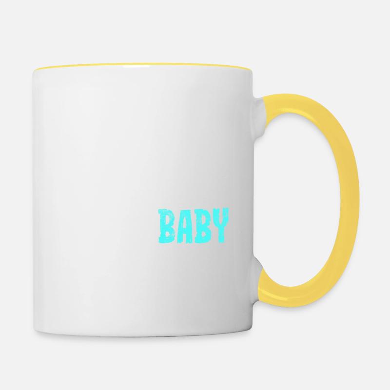 Super petit - super mignon - super bébé - bleu - Mug contrasté - blanc/jaune