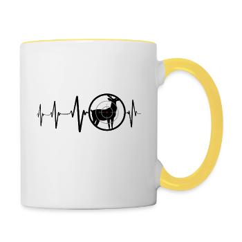 Cadeau Hunter Heartbeat Conception pour la chasse - Mug contrasté - blanc/jaune - Droite