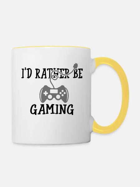 I'd Rather Be Gaming - Tasse zweifarbig - Weiß/Gelb