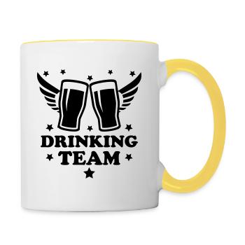 12 Drinking Team zwei glas Bier Prost - Tasse zweifarbig - Weiß/Gelb - Rechts