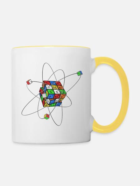 Elementarwürfel - Tasse zweifarbig - Weiß/Gelb