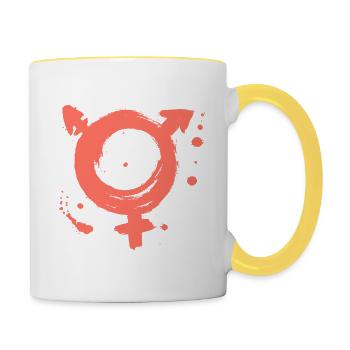 Symbole transgenre peint à la main - Mug contrasté - blanc/jaune - Droite