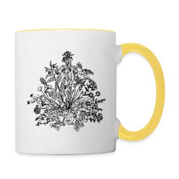 Essbare Wildkräuter, Bio, Grün, Vegan, Koch, Küche - Tasse zweifarbig - Weiß/Gelb - Rechts