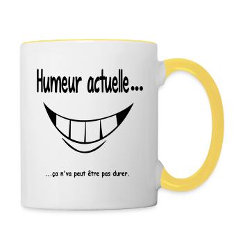 Tasse mug humour humeur actuelle - Mug contrasté - blanc/jaune - Droite