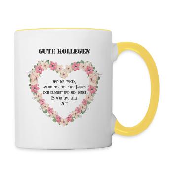 Gute Kollegen - Tasse zweifarbig - Weiß/Gelb - Rechts