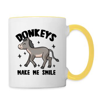 Bauernhof Tier Esel Niedlich Maultier Natur - Tasse zweifarbig - Weiß/Gelb - Rechts