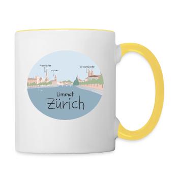 Zürich - Limmatblick - Tasse zweifarbig - Weiß/Gelb - Rechts