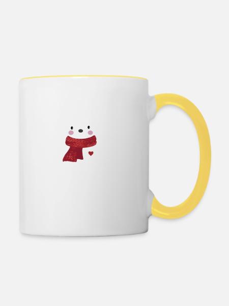 Christmas deer and snowflakes - Contrasting Mug - white/yellow