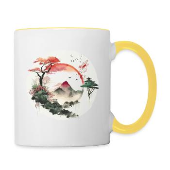 Ying and Yang Artwork - Contrasting Mug - white/yellow - Right