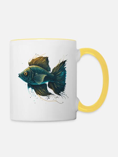 Ein Fisch - Tasse zweifarbig - Weiß/Gelb
