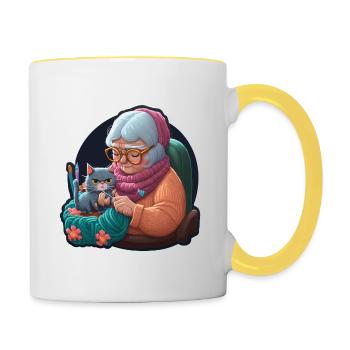 Personalisiertes Geschenk Muttertag, Couture Frau - Tasse zweifarbig - Weiß/Gelb - Rechts