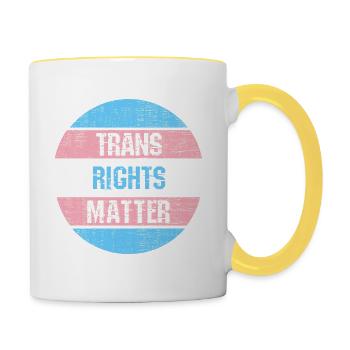 Les droits des personnes trans comptent - Mug contrasté - blanc/jaune - Droite