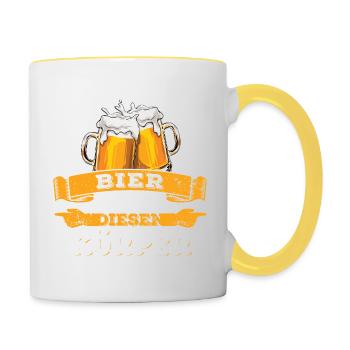 Bier formte diesen Körper Biertrinker - Männertag - Tasse zweifarbig - Weiß/Gelb - Rechts