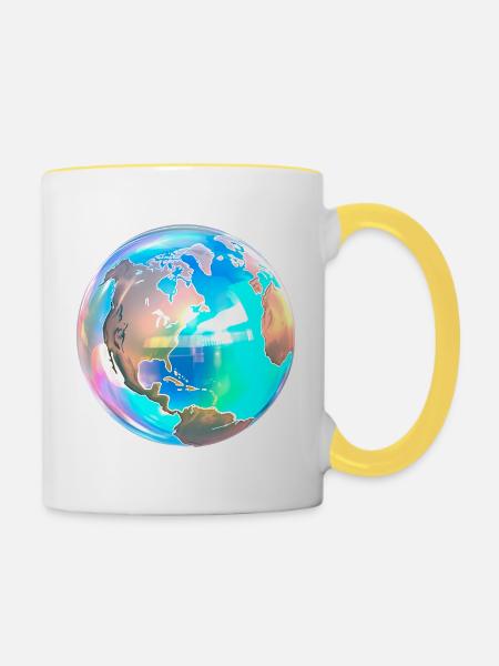 Seifenblasen-Erde - Tasse zweifarbig - Weiß/Gelb