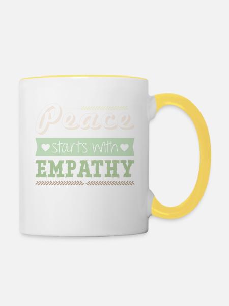 Peace starts with Empathy - Tasse zweifarbig - Weiß/Gelb