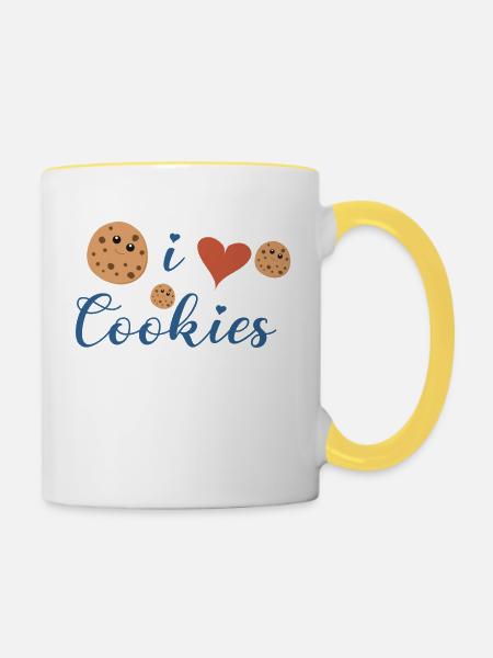 i love cookies - Tasse zweifarbig - Weiß/Gelb
