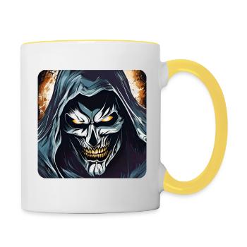 Evil Grinning Horror Skull - Contrasting Mug - white/yellow - Right