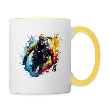Taucher Diver Diving Color - Tasse zweifarbig - Weiß/Gelb - Rechts
