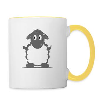 Schaf Polizist Geschenkidee - Tasse zweifarbig - Weiß/Gelb - Rechts