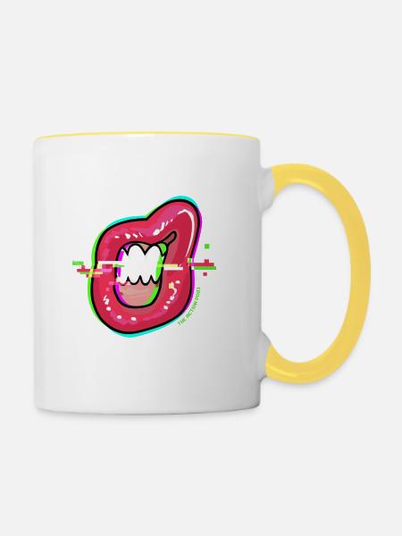 Glanz und Glitches - Tasse zweifarbig - Weiß/Gelb