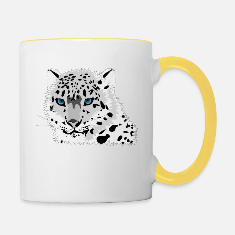 léopard des neiges - Mug contrasté - blanc/jaune