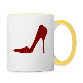 High heels red / shoes / party / date / gift - Contrasting Mug - white/yellow - Right