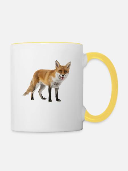 Fuchs - Tasse zweifarbig - Weiß/Gelb