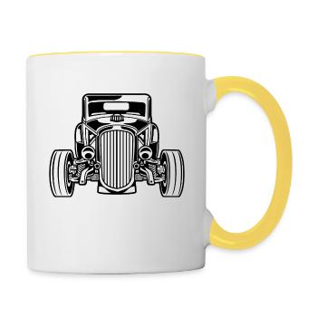 Hot Rod / Rat Rod 07_schwarz weiß - Tasse zweifarbig - Weiß/Gelb - Rechts