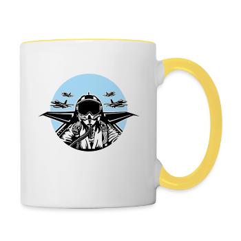 Jet Pilot / Kampfpilot 01_black white - Contrasting Mug - white/yellow - Right