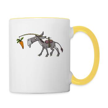 Esel Muli Maultier - Tasse zweifarbig - Weiß/Gelb - Rechts