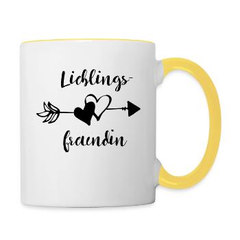 Lieblingsfreundin beste Freundin Spruch Geschenk - Tasse zweifarbig - Weiß/Gelb - Rechts
