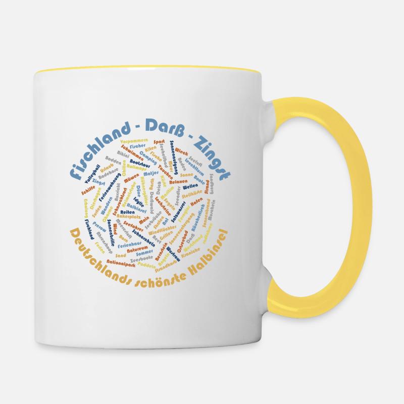 WordCloud (Poisson-Darß-Zingst Edition) - Mug contrasté - blanc/jaune