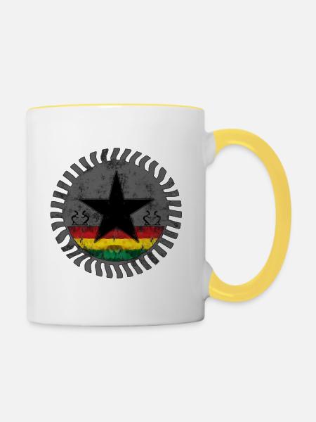 roots reggae star - Tasse zweifarbig - Weiß/Gelb