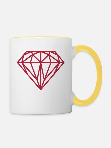 Diamant - Tasse zweifarbig - Weiß/Gelb