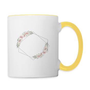 Fleurs géométriquement personnalisables - Mug contrasté - blanc/jaune - Droite