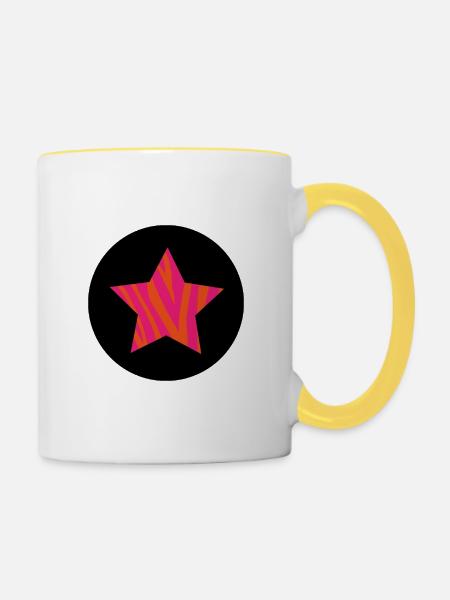 Stern mit coolem Muster - Tasse zweifarbig - Weiß/Gelb