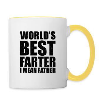 Le meilleur farter du monde, je veux dire un cadeau de père oncle - Mug contrasté - blanc/jaune - Droite