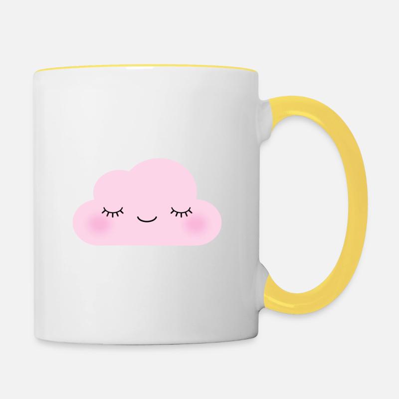 Nuage rose - Mug contrasté - blanc/jaune