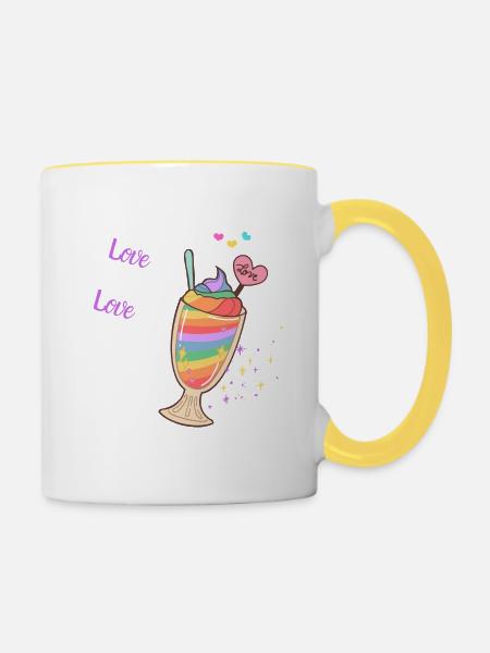 Love is Love - Tasse zweifarbig - Weiß/Gelb