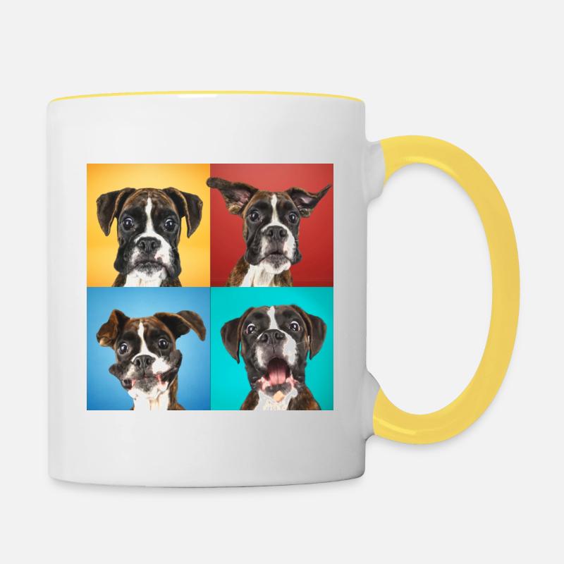 Boxer Collage popart klassik - Mug contrasté - blanc/jaune