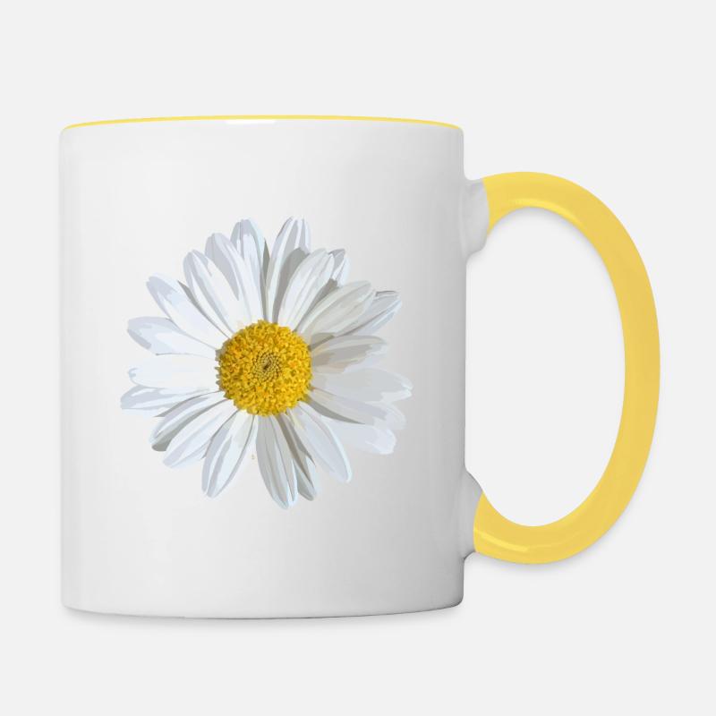 Blanc marguerite Fleur - Mug contrasté - blanc/jaune