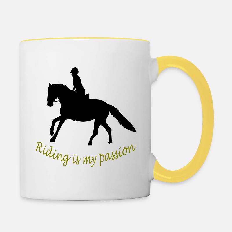 Cavalier avec cheval - Mug contrasté - blanc/jaune