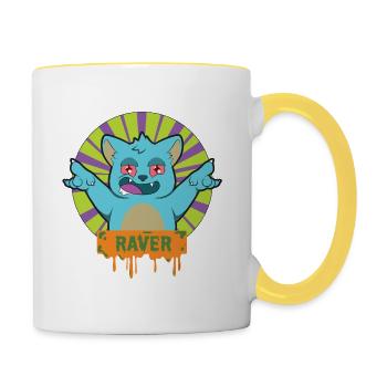 RAVER Cat - Contrasting Mug - white/yellow - Right