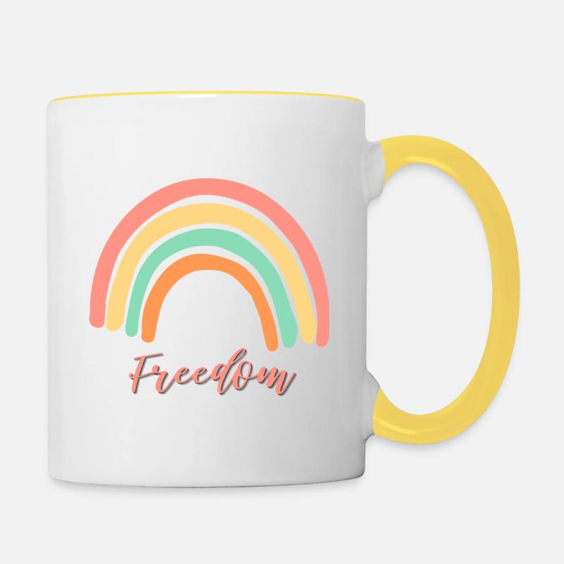 Rainbow Freedom - Contrasting Mug - white/yellow