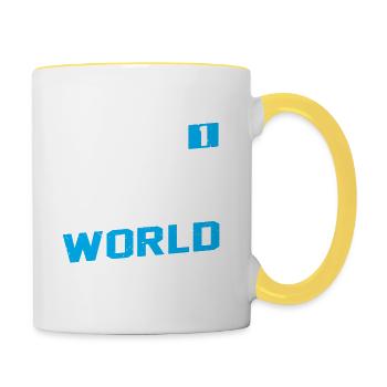 no1 papa du monde - Mug contrasté - blanc/jaune - Droite
