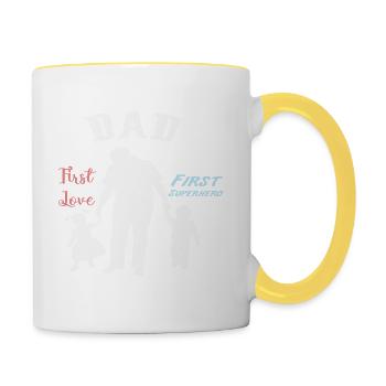 PAPA HÉROS AMOUR | Fête des pères Fête des pères - Mug contrasté - blanc/jaune - Droite