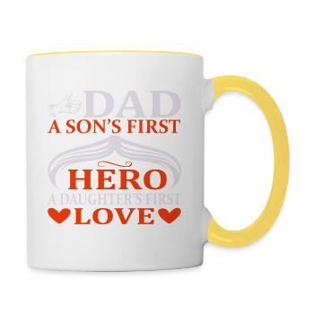 | D’AMOUR DE PAPA HERO Fête des Pères Fête des Pères - Mug contrasté - blanc/jaune - Droite