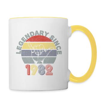 1982 | Vintage Legendär seit 1982 Jubiläum - Tasse zweifarbig - Weiß/Gelb - Rechts