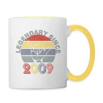 2009 | Vintage Legendär seit 2009 Jubiläum - Tasse zweifarbig - Weiß/Gelb - Rechts